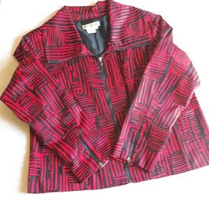 PATRICK CHRISTOPHER Red/Blk Graphic Zip Jacket -XL